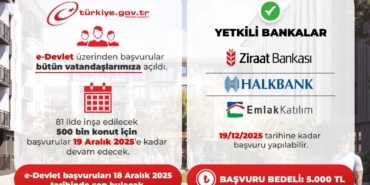 Yüzyılın Konut Projesinde E-Devlet Başvuruları sürüyor