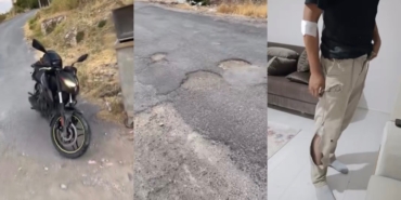 Yol Değil Tuzak: Çukura Giren Motosikletli Kaza Yaptı